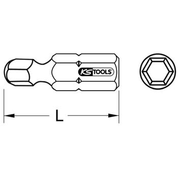 1/4" Bit Innensechskant, 25mm, Kugelkopf, 2mm
