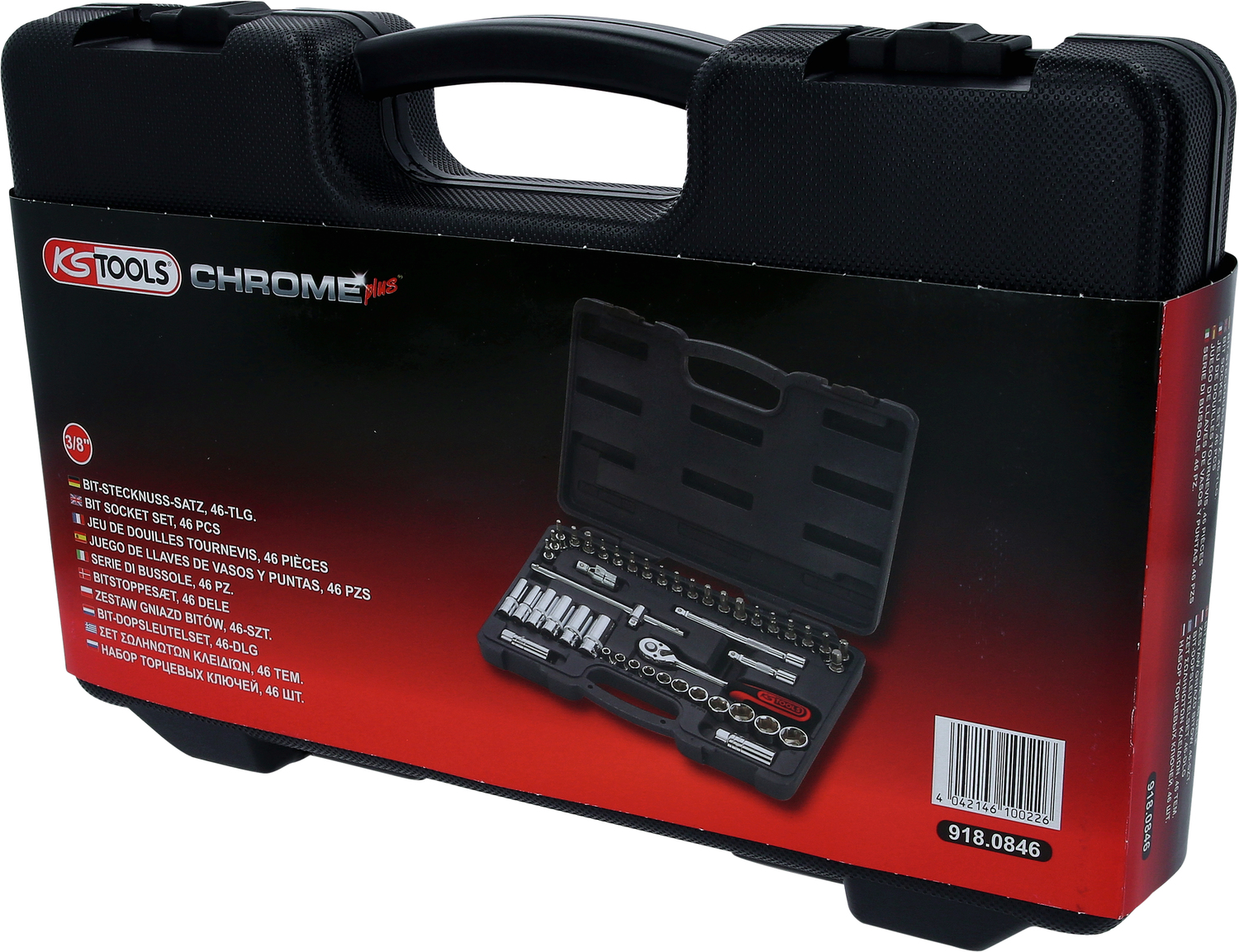 3/8" CHROMEplus Steckschlüssel-Satz, 46-tlg