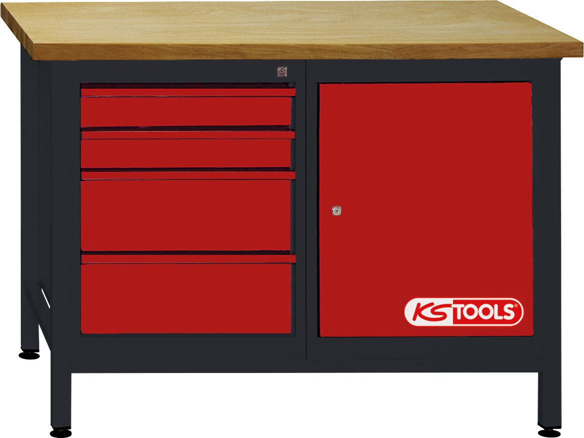 Werkbank mit 4 Schubladen und 1 Tür, H840xB1200xT500mm