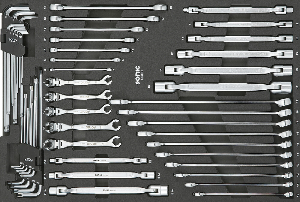 Schaumstoffeinlage, Sortimentskasten Sonic Schraubenschlüsselsatz SFS-M 50-tlg. 605001
