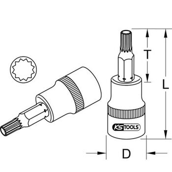 1/2" Bit-Stecknuss XZN, M4, 55 mm