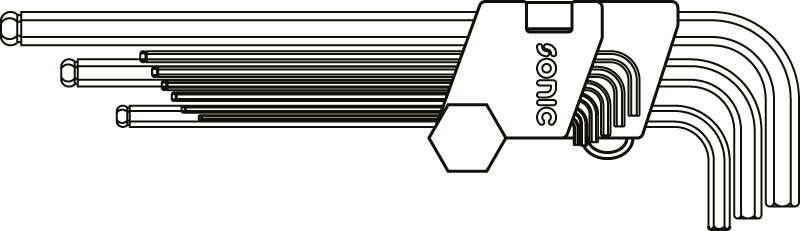 Werkzeug Sonic Innensechskantschlüsselsatz extra lang SAE 10-tlg. 601003