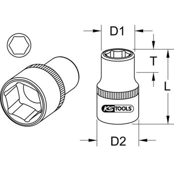 3/4" Sechskant-Stecknuss, kurz, 1.11/16"