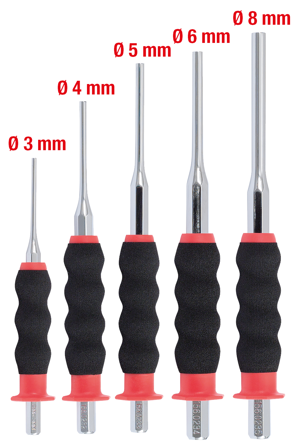 Durchtreiber-Satz, CrMo, 5-tlg zylindrisch