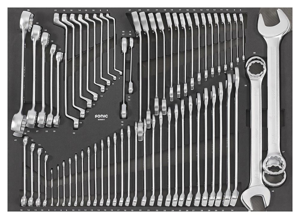 Schaumstoffeinlage, Sortimentskasten Sonic Schraubenschlüsselsatz SFS-XL 66-tlg. 606601