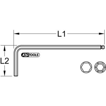 Kugelkopf-Innensechskant-Winkelstiftschlüssel, verkürzte Ausführung, 2,0 mm