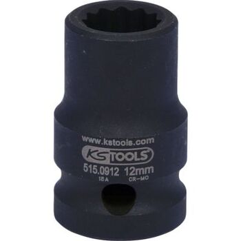 1/2" 12-kant-Kraft-Stecknuss, kurz, 12mm