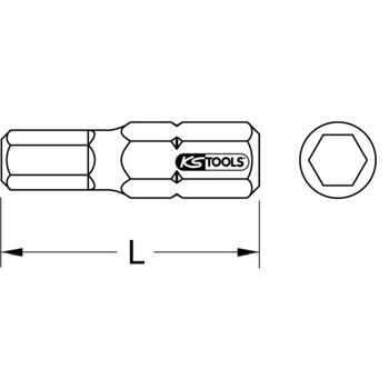 1/4" Bit Innensechskant, 25mm, 3/8", 5er Pack