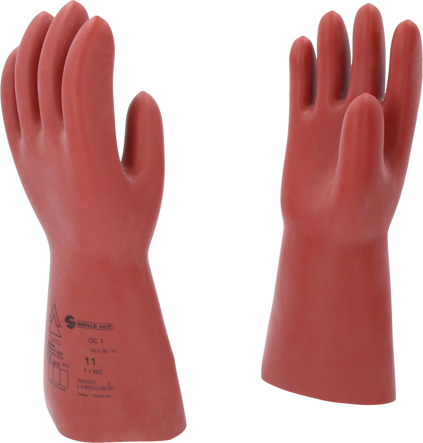 Elektriker-Schutzhandschuh mit mechanischem Schutz, Größe 11, Klasse 1, rot