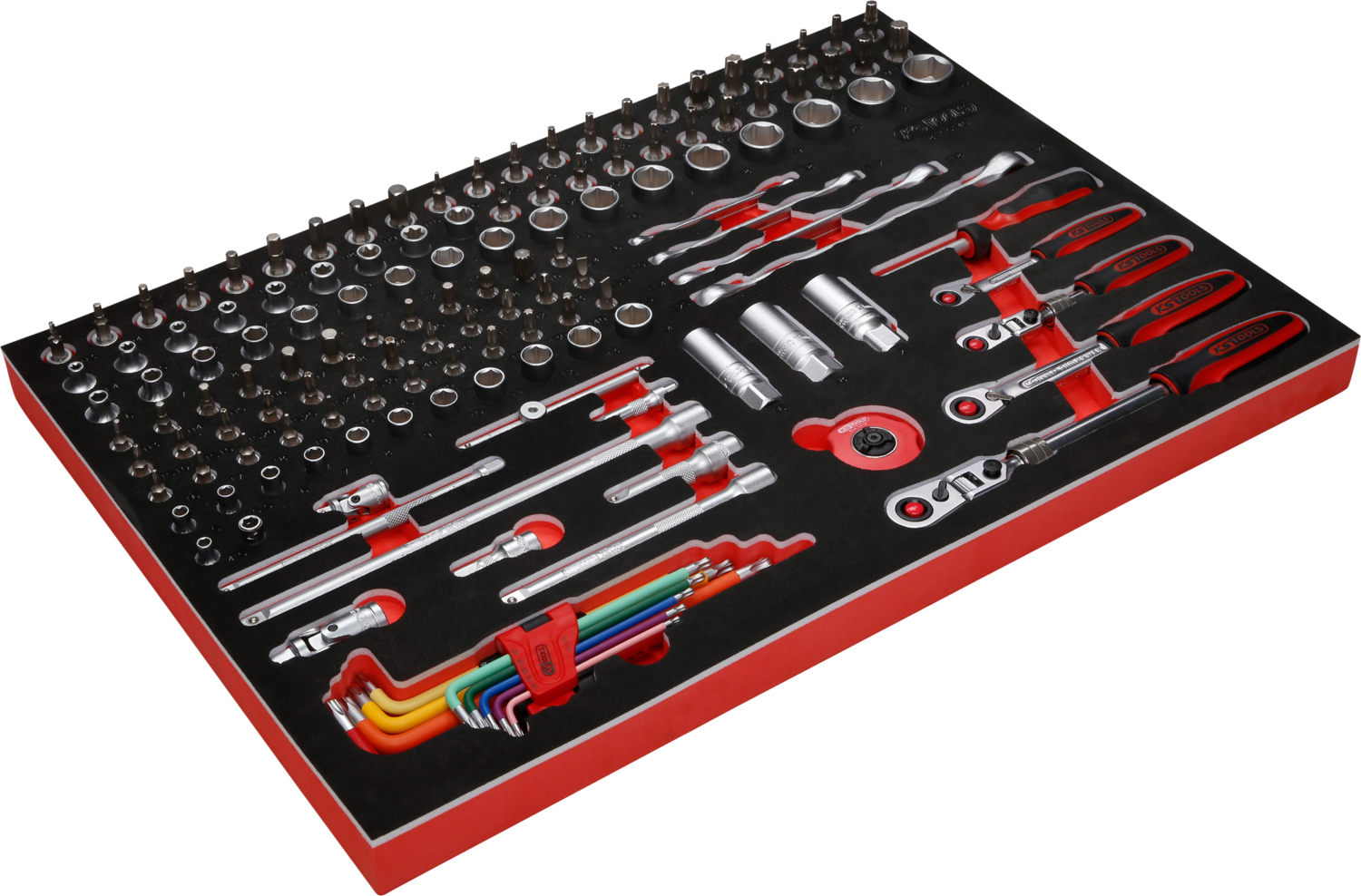 1/4`` + 3/8`` Steckschlüssel-Satz in Schaumstoffeinlage, 140-tlg