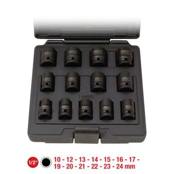 1/2" 12-kant-Kraft-Stecknuss-Satz, kurz, 13-tlg