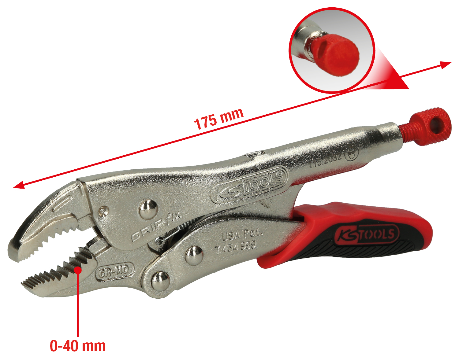 Gripzange mit Easy-Release,40mm,L=175mm