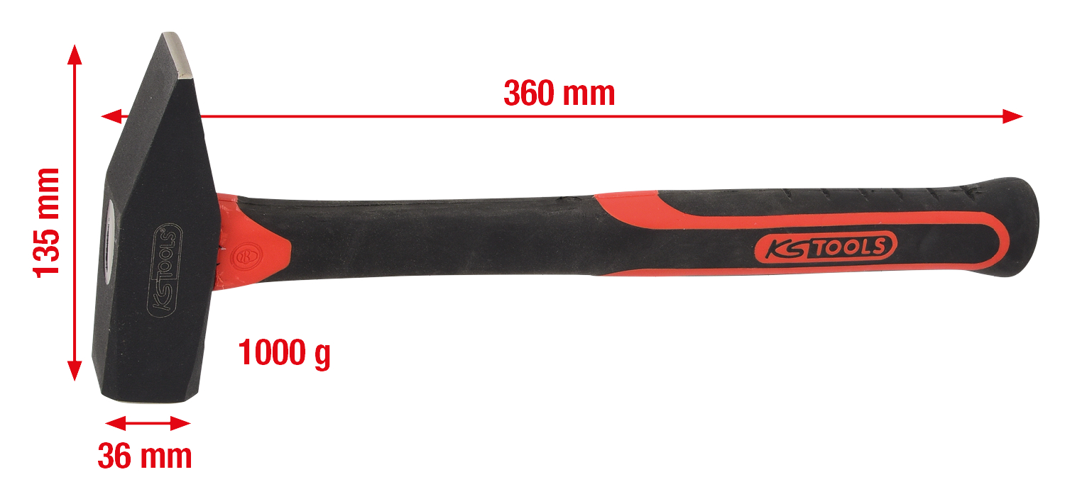 Schlosserhammer mit Fiberglasstiel, 1000g