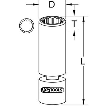 3/8" Spezial-Zündkerzen-Stecknuss für BMW mit Gelenk, 14mm