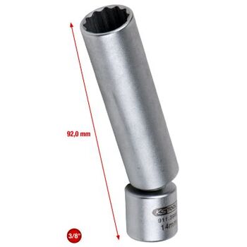 3/8" Spezial-Zündkerzen-Stecknuss für BMW mit Gelenk, 14mm