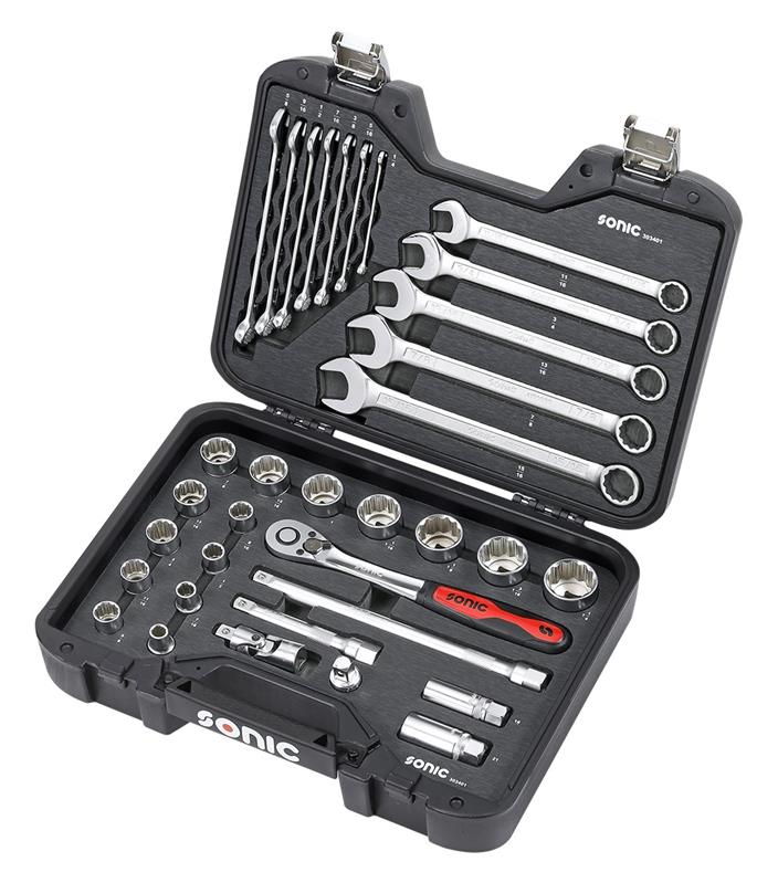 Werkzeug Sonic BMCS Stecknuss- und Schlüssel-Satz 1/2" SAE 34-tlg. 303401