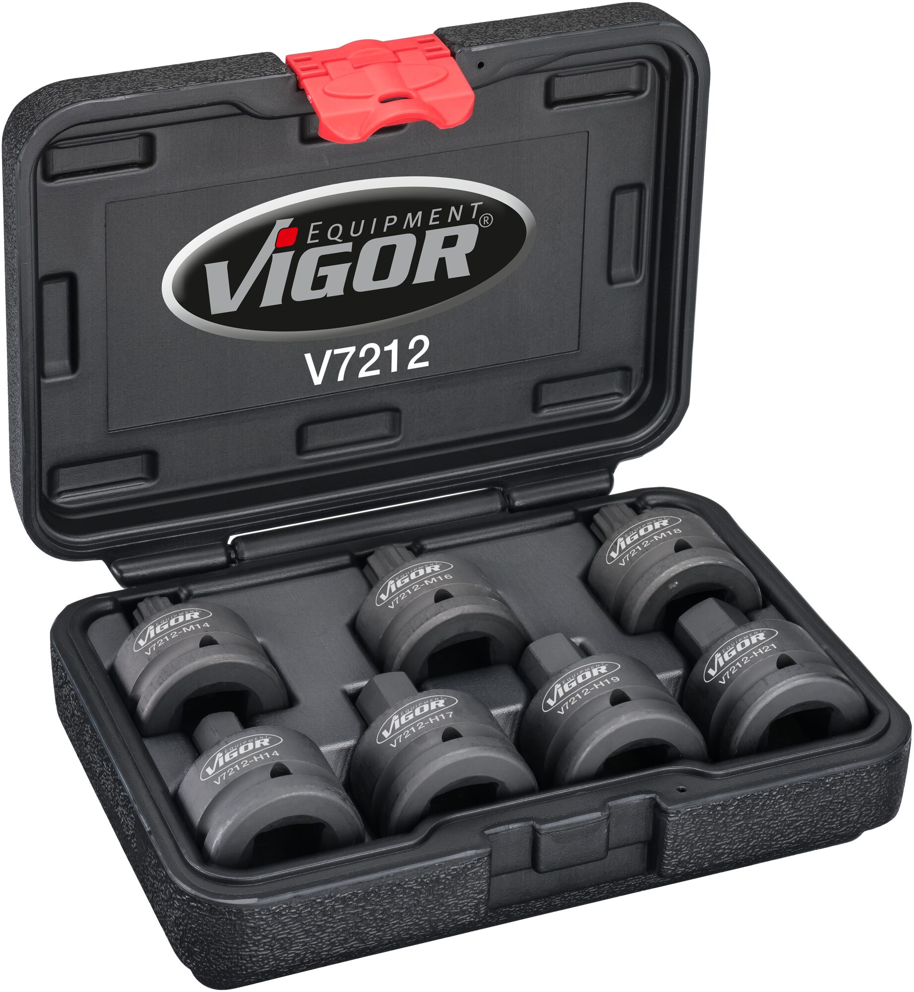 VIGOR Schlagschrauber Schraubendreher-Einsatz Satz · V7212 · Vierkant hohl 20 mm (3/4 Zoll) · Innen Vielzahn Profil XZN, Innen Sechskant Profil · 14 – 21 · M14 – M18 · Anzahl Werkzeuge: 7