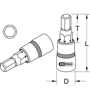 3/8" Bit-Stecknuss Innensechskant, 5mm