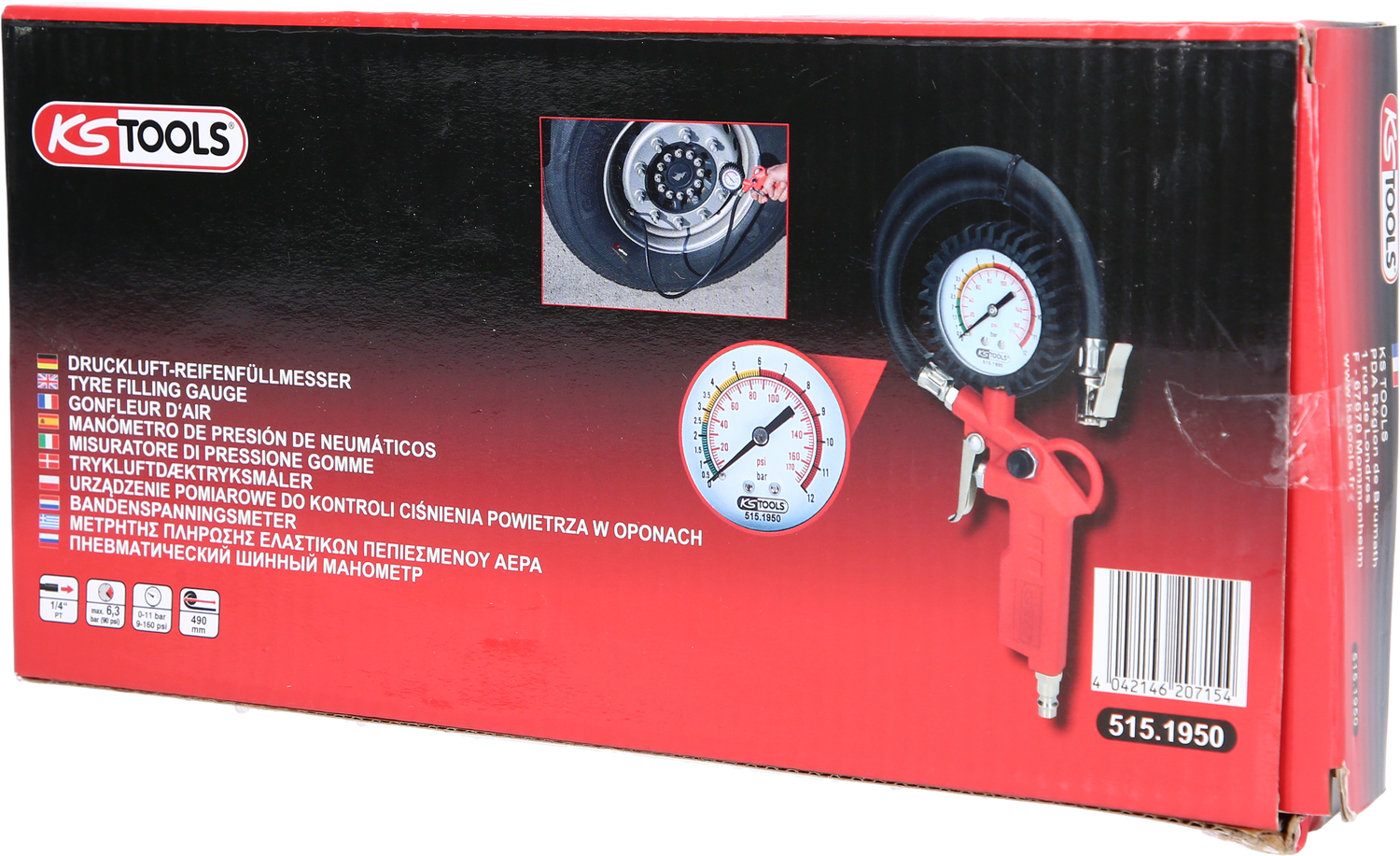 Druckluft-Reifenfüllmesser, 0-12bar