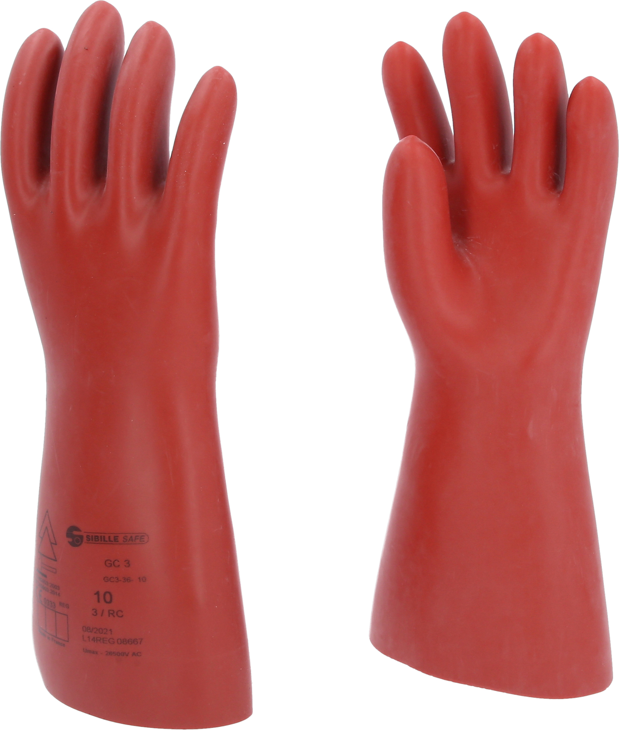 Elektriker-Schutzhandschuh mit mechanischem Schutz, Größe 10, Klasse 3, rot