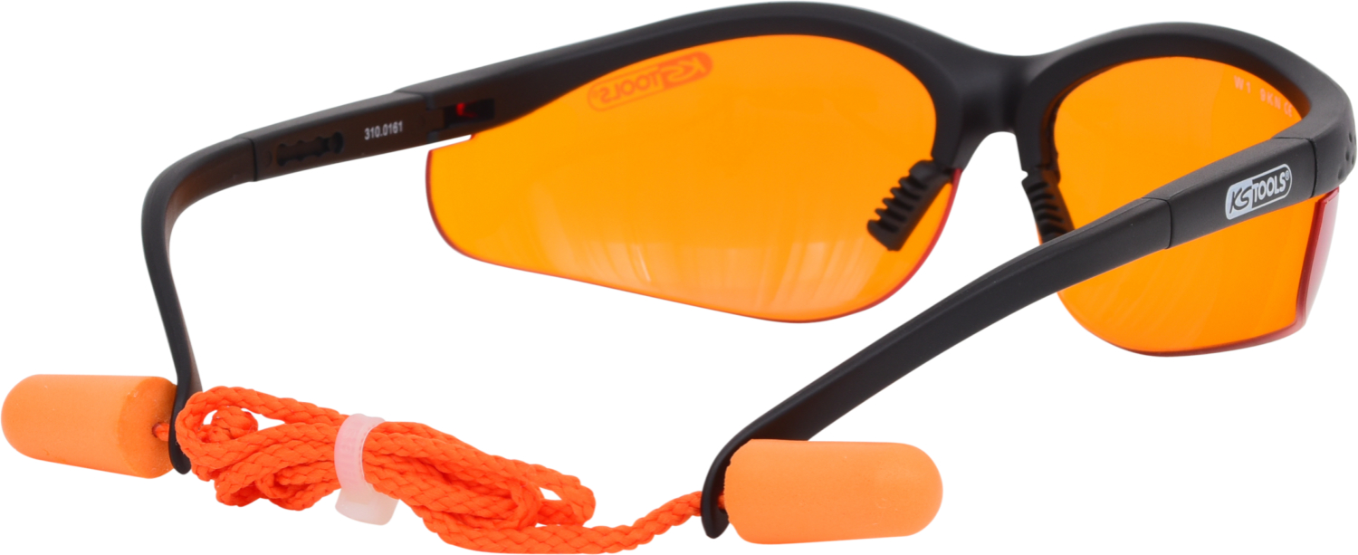 Schutzbrille-orange, mit Ohrstöpsel