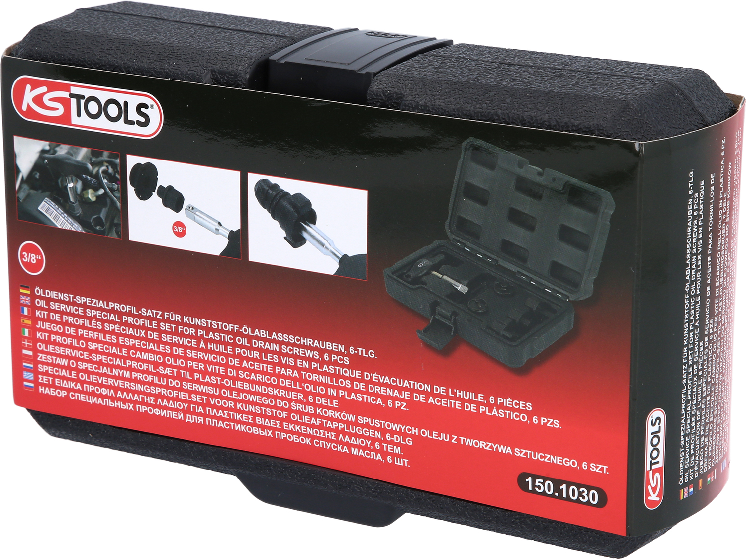 3/8" Öldienst-Spezialprofil-Satz für Kunststoff-Ölablassschrauben, 6-tlg