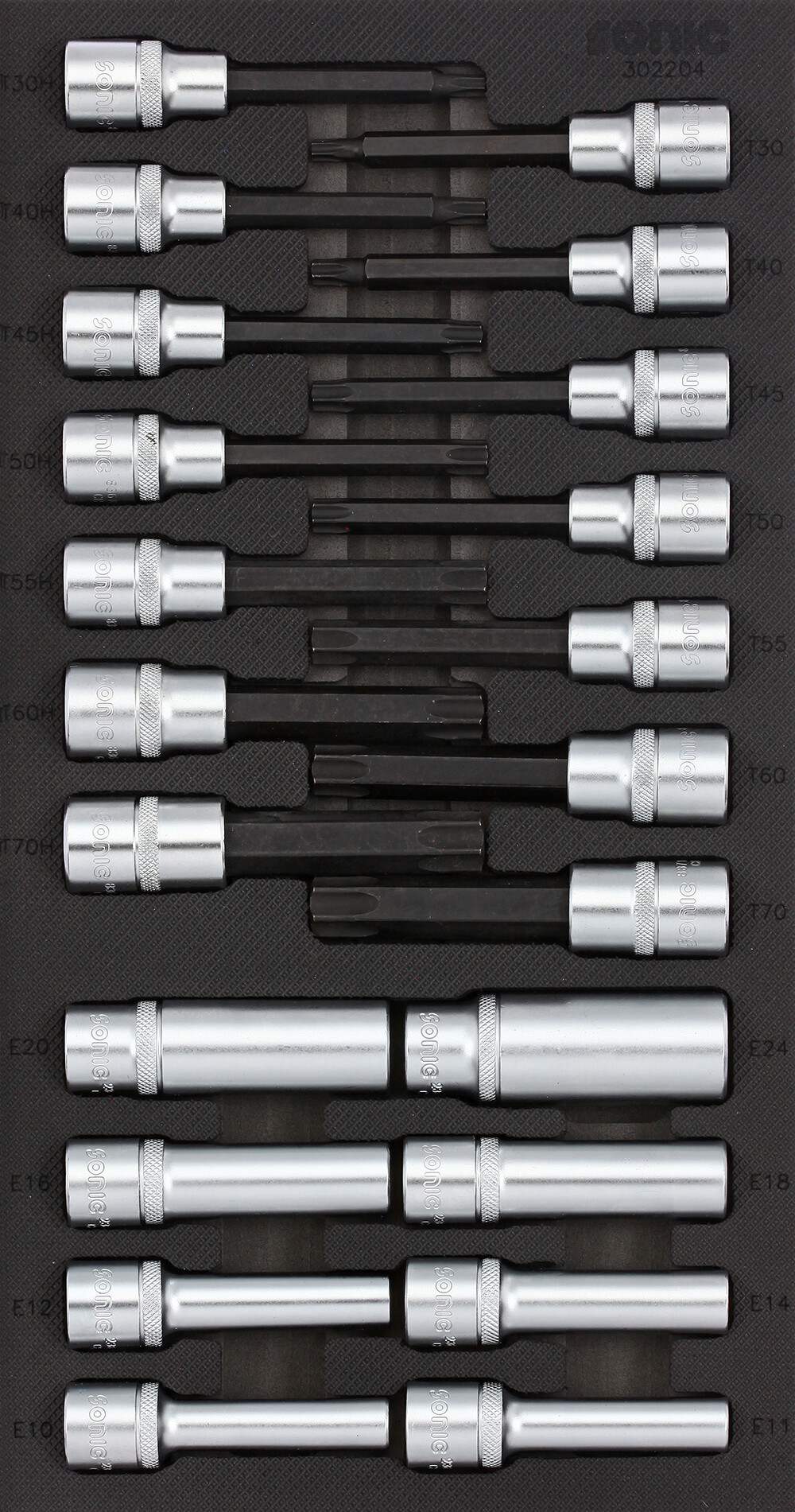 Schaumstoffeinlage, Sortimentskasten Sonic Nuss- und Bitsatz 1/2" 22-tlg. 302204