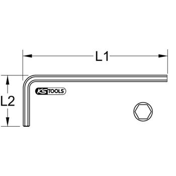 Innensechskant-Winkelstiftschlüssel phosphatiert, lang, 1,3mm