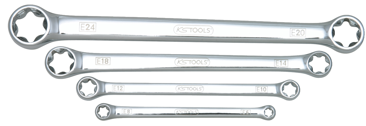 CHROMEplus Torx-E-Doppel-Ringschlüssel-Satz, 4-tlg