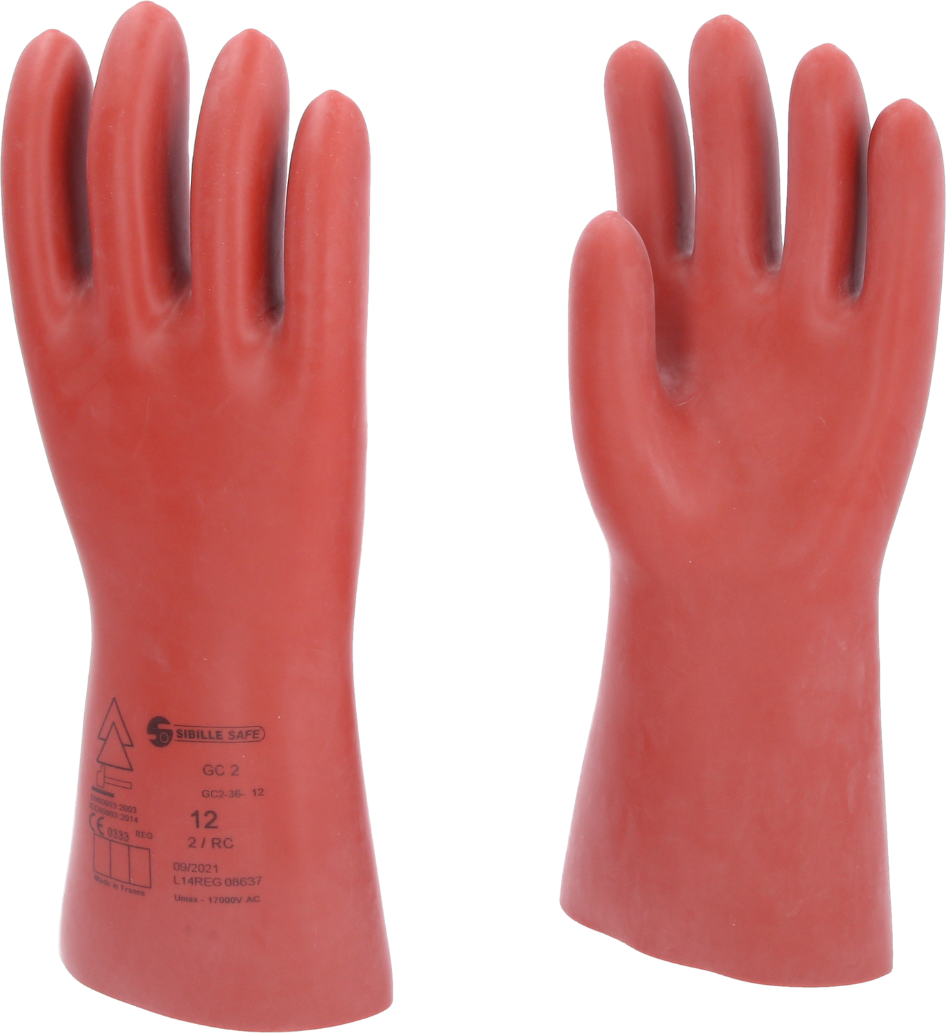 Elektriker-Schutzhandschuh mit mechanischem Schutz, Größe 12, Klasse 2, rot