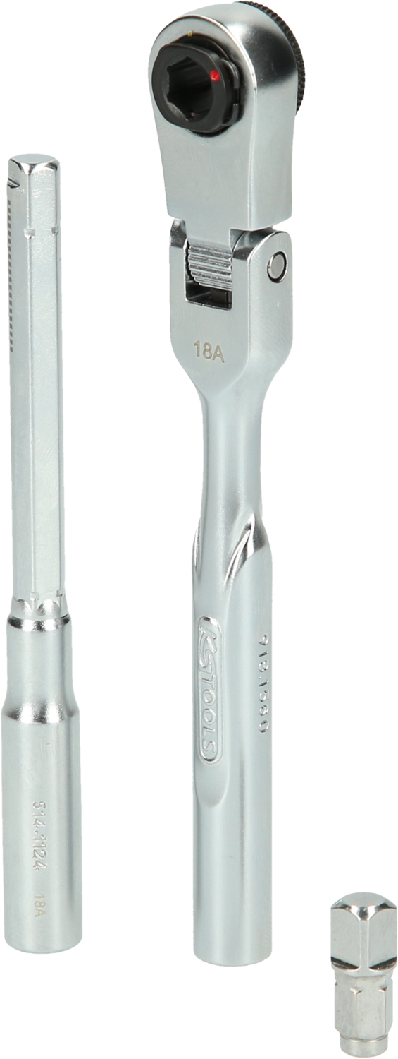 1/4" Bit-Gelenk-Umschaltknarren-Satz mit Steckadapter für Stecknüsse, 3-tlg
