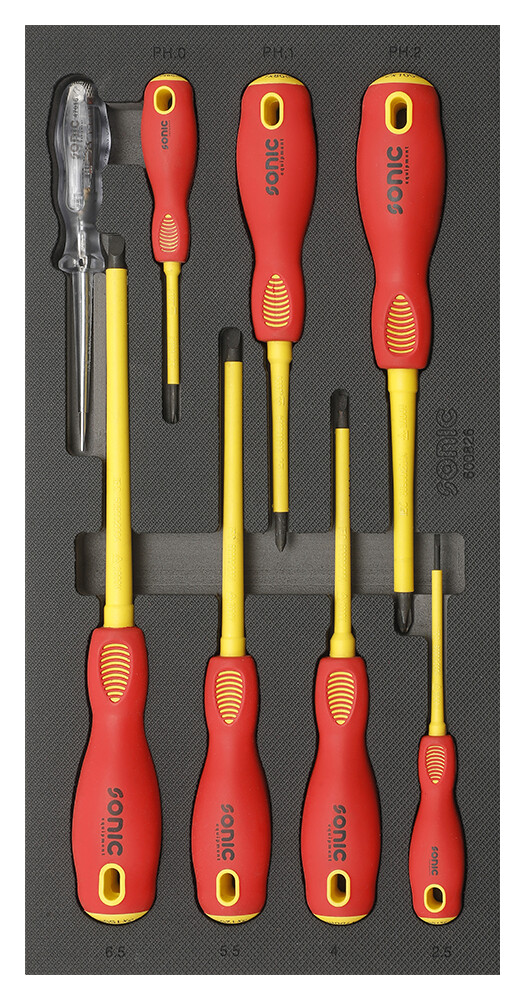 Schaumstoffeinlage, Sortimentskasten Sonic Schraubendrehersatz VDE SFS-S 8-tlg. 600826