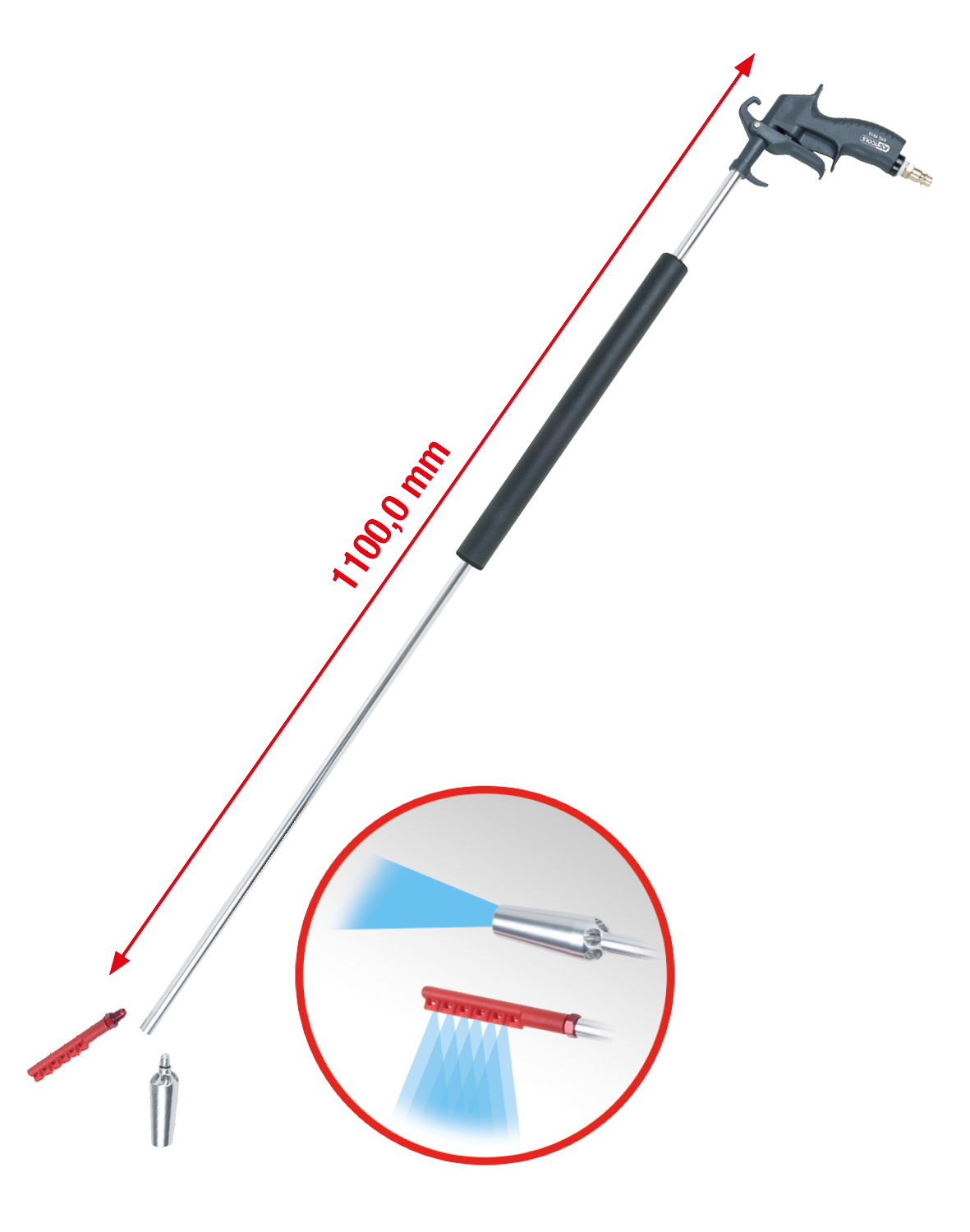 Druckluft-Ausblaspistole, lange Ausführung, 3-tlg