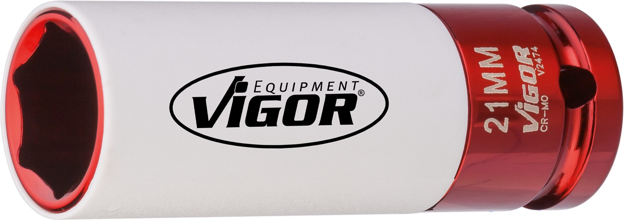 VIGOR Schlagschrauber Steckschlüsseleinsatz · V2474 · Vierkant hohl 12,5 mm (1/2 Zoll) · Außen Sechskant Profil · 21 mm