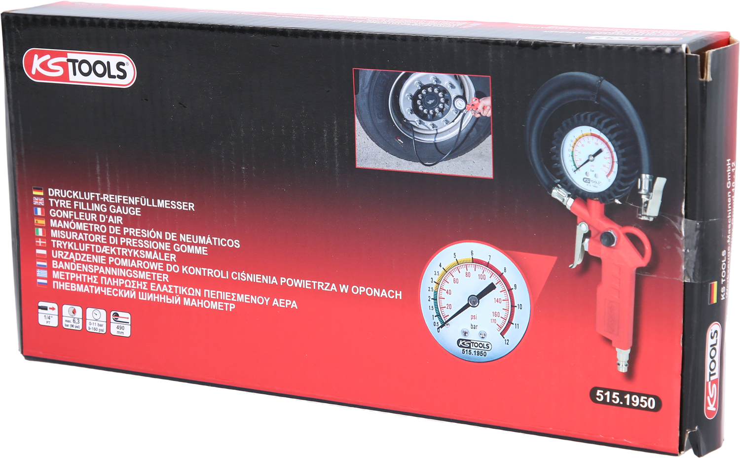 Druckluft-Reifenfüllmesser, 0-12bar