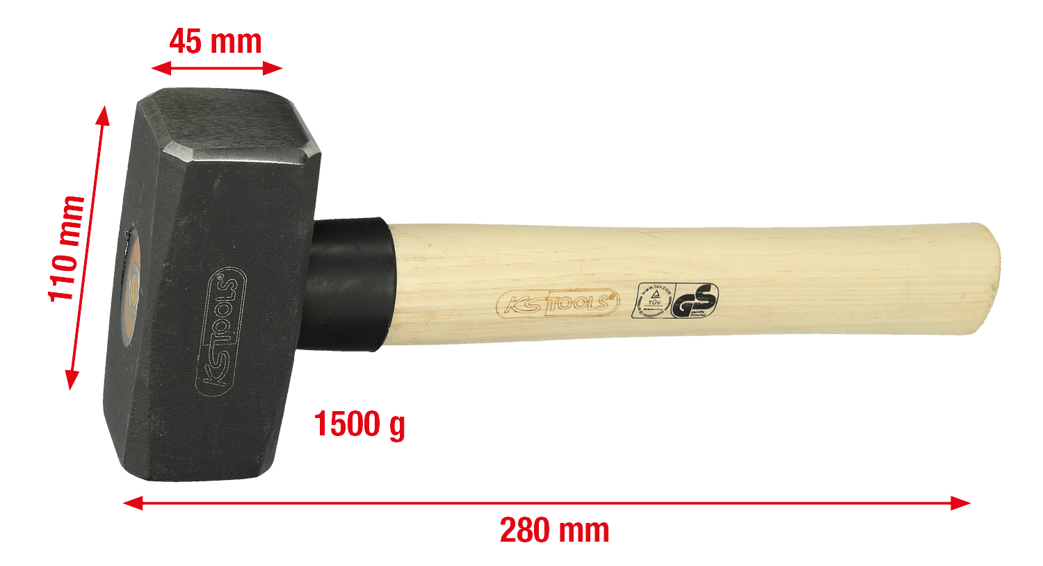 Fäustel mit Hickorystiel, 1500g