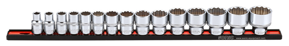Werkzeug Sonic Stecknusssatz 1/2" 12-kant auf Steckleiste SAE 15-tlg. 301503