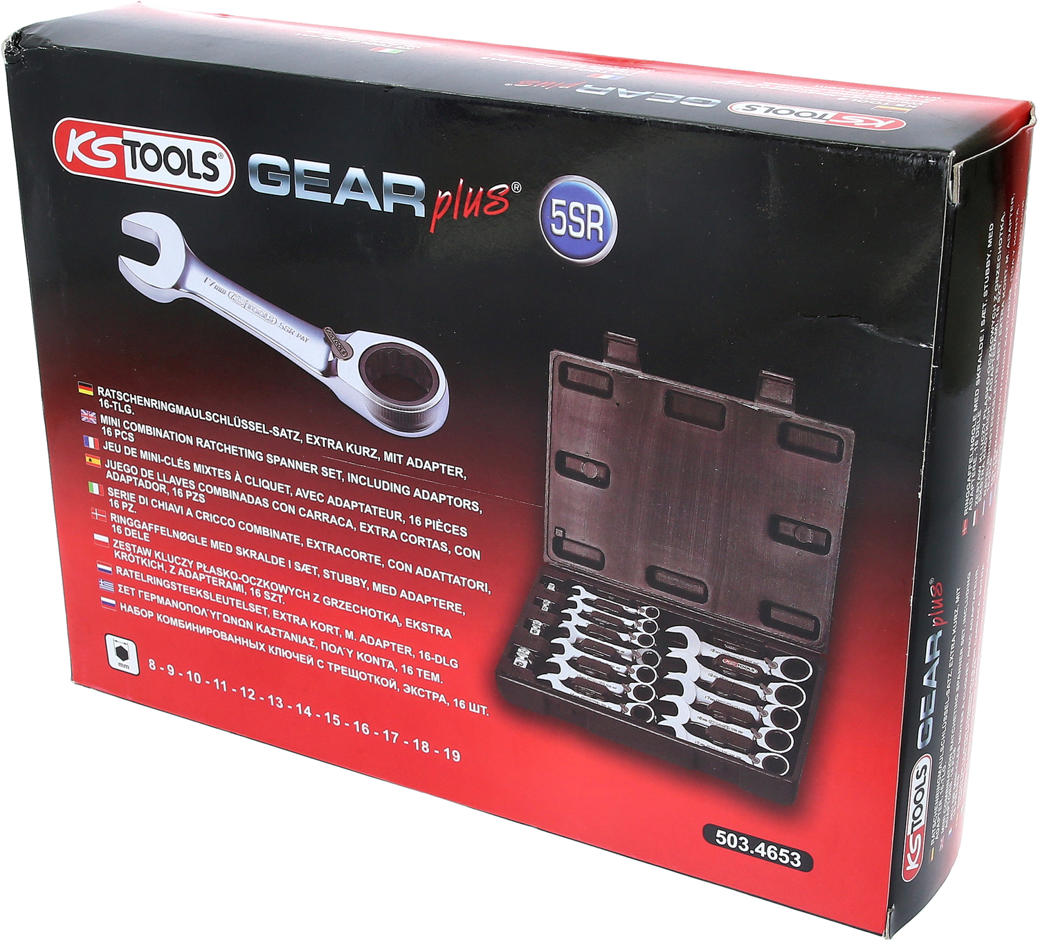 GEARplus Ratschenringmaulschlüssel-Satz, kurz, 16-tlg