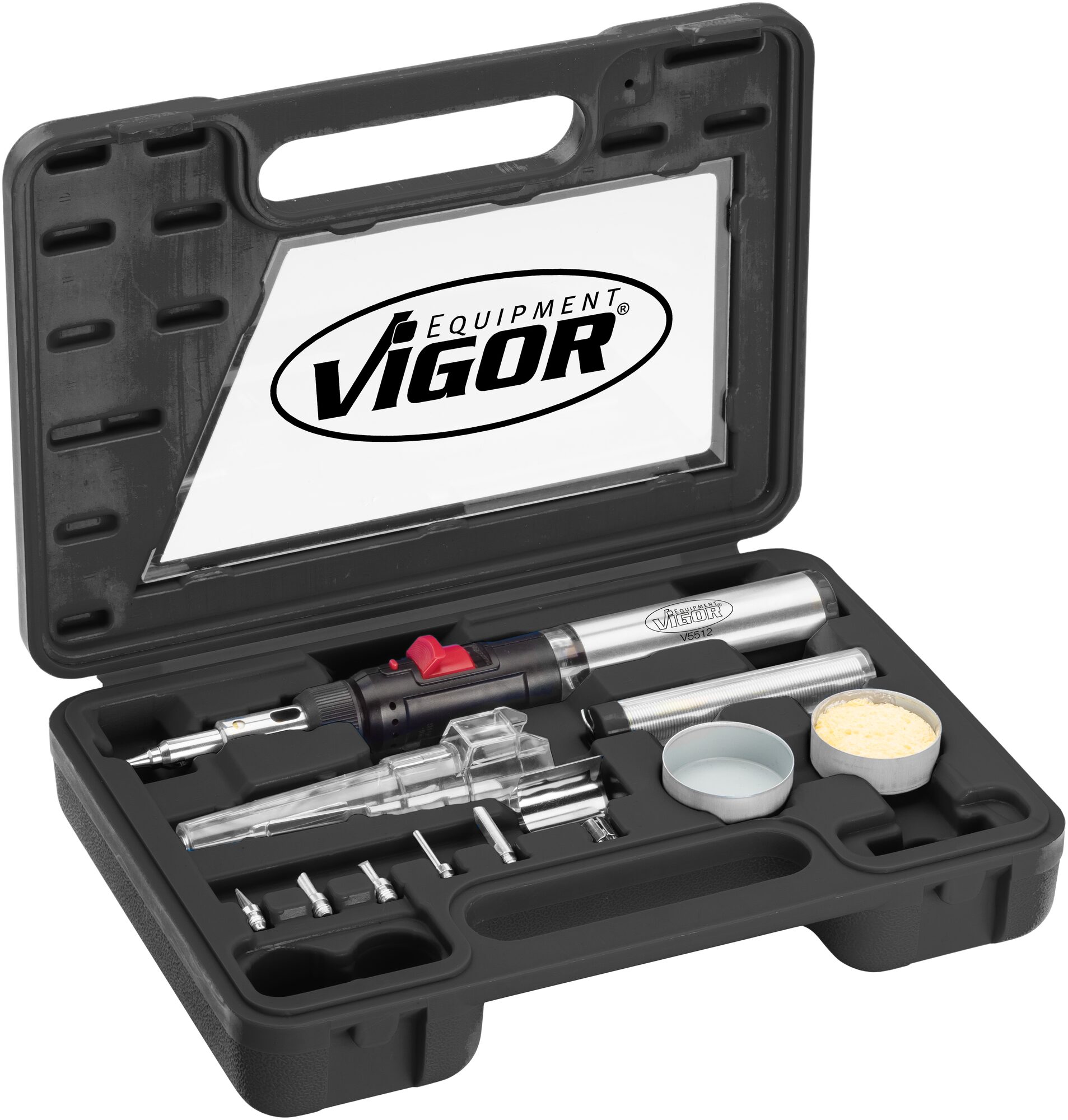 VIGOR Gas Lötkolben Satz · V5512 · Anzahl Werkzeuge: 12 VIGOR Gas Lötkolben Satz · V5512 · Anzahl Werkzeuge: 12