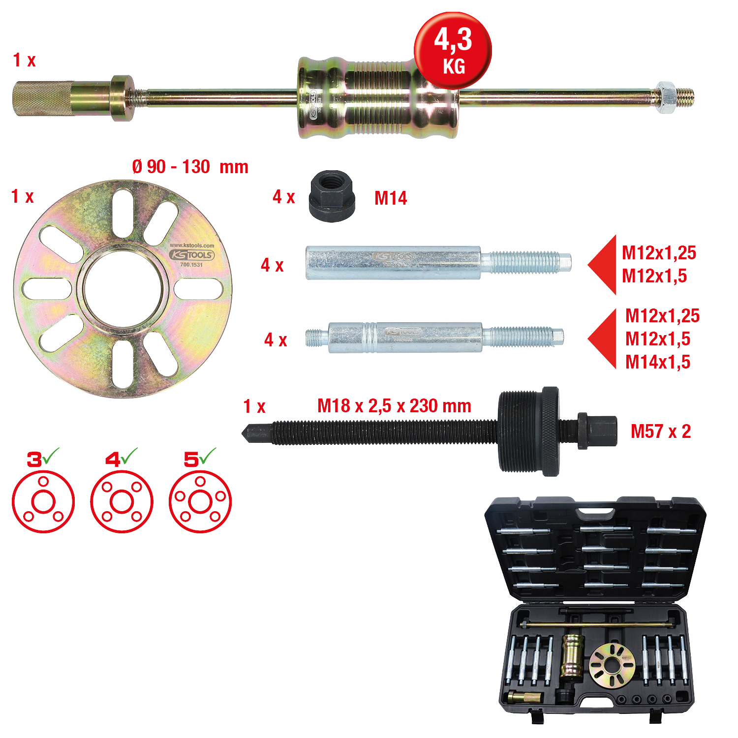 Universal-Radnaben- und Gelenkwellen-Abzieher-Satz, 30-tlg