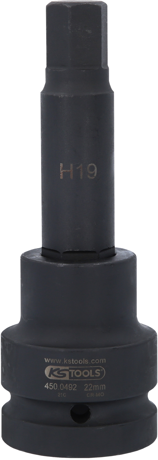 1" Kraft-Bit-Stecknuss Innensechskant, lang, 19mm