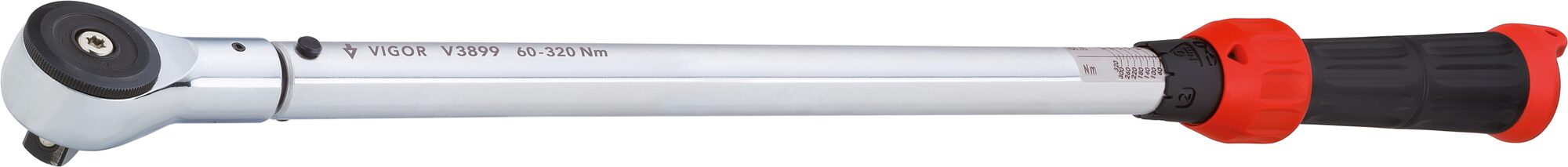 VIGOR Drehmomentschlüssel · V3899 · Nm min-max: 60 – 320 Nm · Toleranz: 4% · Vierkant massiv 12,5 mm (1/2 Zoll) · 610 mm
