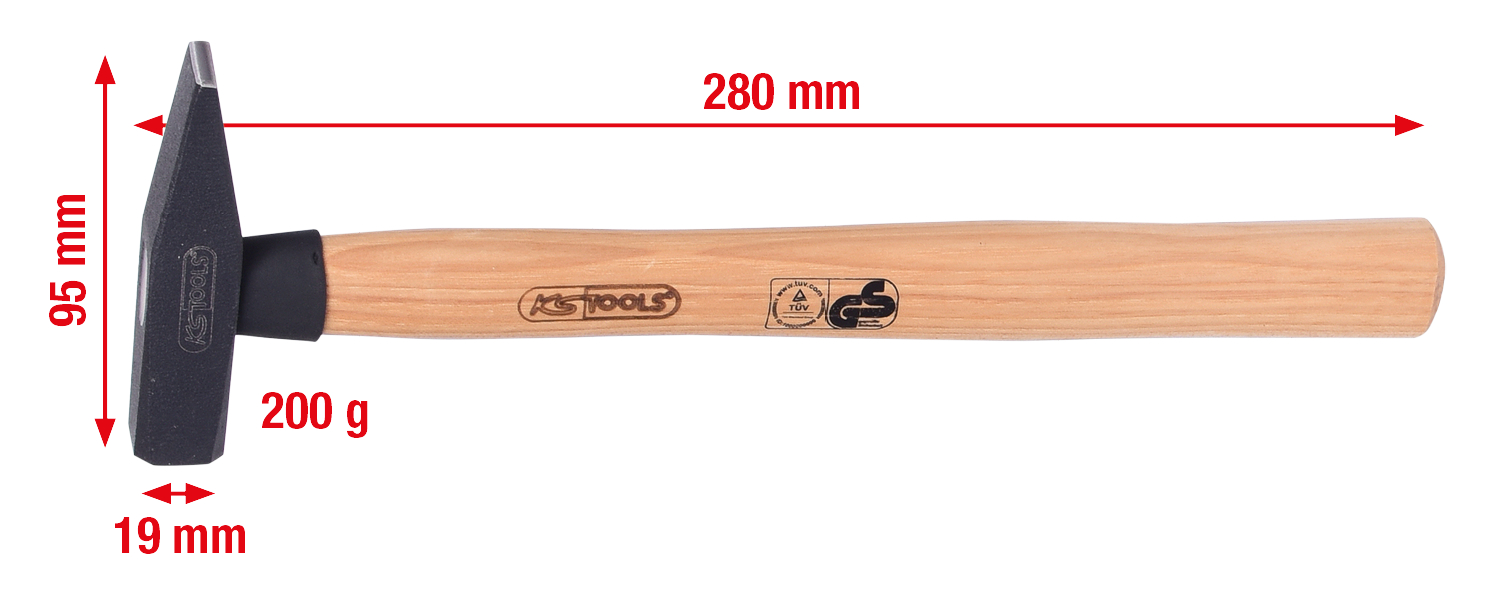 Schlosserhammer mit Hickorystiel, 200g