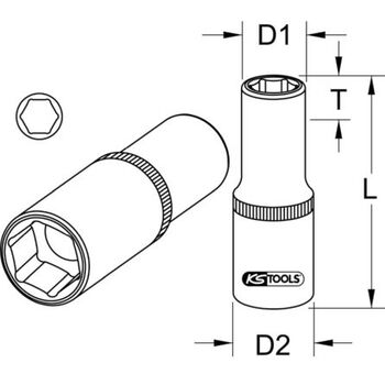 1/2" Sechskant-Stecknuss, lang, 25mm