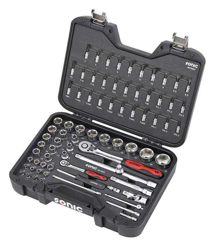 Werkzeug Sonic BMCS Stecknuss-Satz 1/4" und 1/2" 76-tlg. 307603