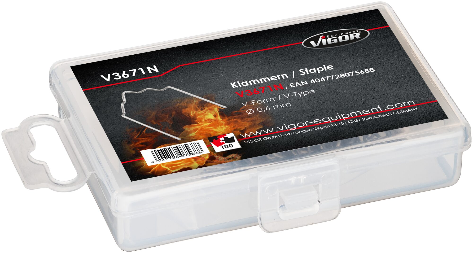 VIGOR Ersatzklammern · 0,6 mm · V-Form · V3671N · Anzahl Werkzeuge: 100