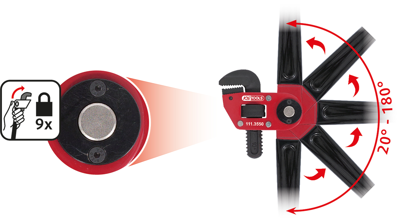 Einhand-Rohrzange 1.1/2" mit verstellbarem Kopf