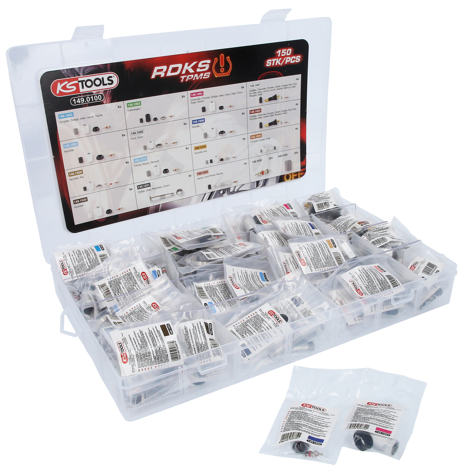 RDKS / TPMS Service-Sortiment für Reifendruck-Kontrollsysteme, 150-tlg