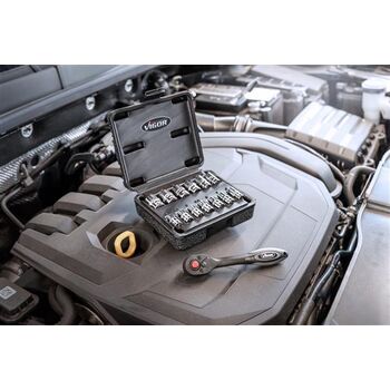 VIGOR Doppelsechskant-Steckschlüssel Satz · V7514/13 · Vierkant hohl 6,3 mm (1/4 Zoll) · Außen Doppel-Sechskant Profil · 25 mm · Anzahl Werkzeuge: 13