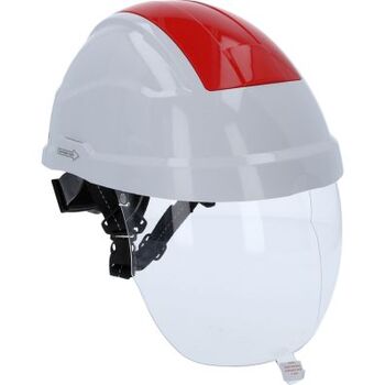 Arbeits-Schutzhelm mit Gesichtsschutz, rot